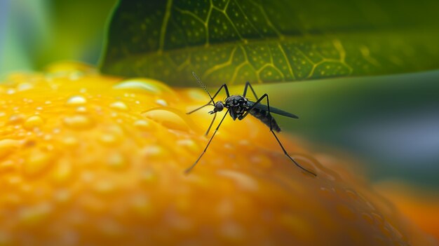 El mosquito de cerca en la naturaleza