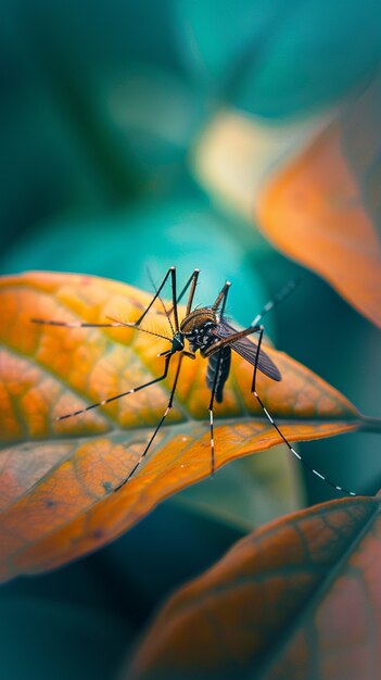 El mosquito de cerca en la naturaleza