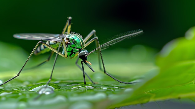 El mosquito de cerca en la naturaleza