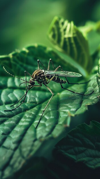 El mosquito de cerca en la naturaleza