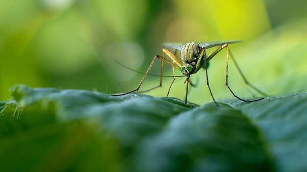 El mosquito de cerca en la naturaleza