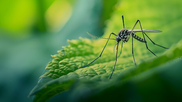 El mosquito de cerca en la naturaleza