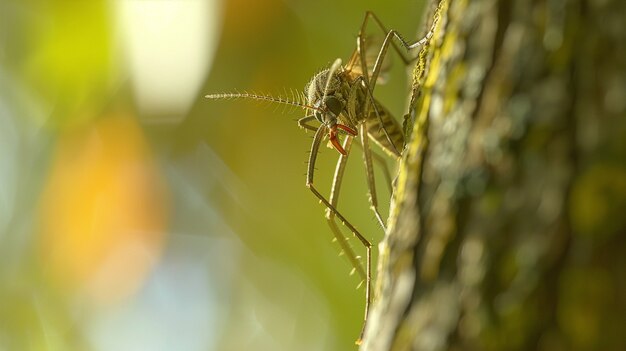 El mosquito de cerca en la naturaleza