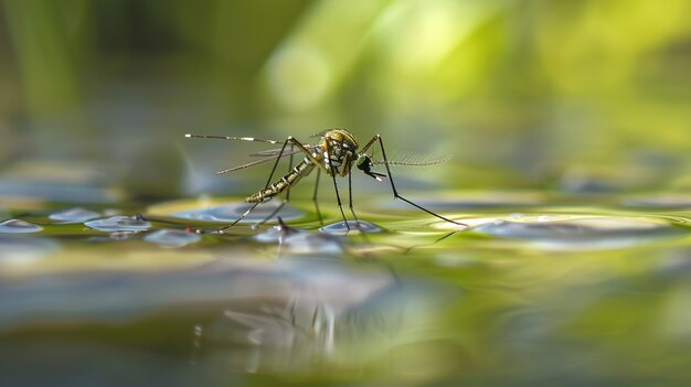 El mosquito de cerca en la naturaleza