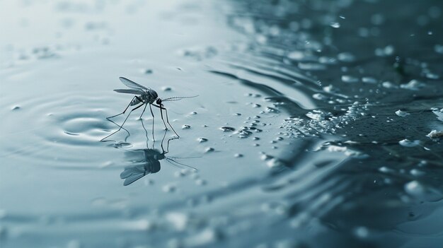 El mosquito de cerca en la naturaleza