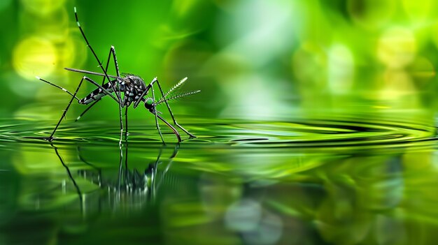 El mosquito de cerca en la naturaleza