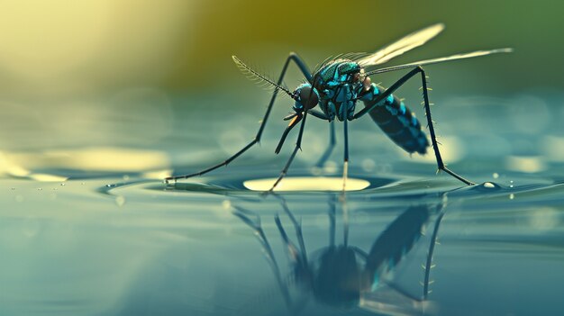 El mosquito de cerca en la naturaleza