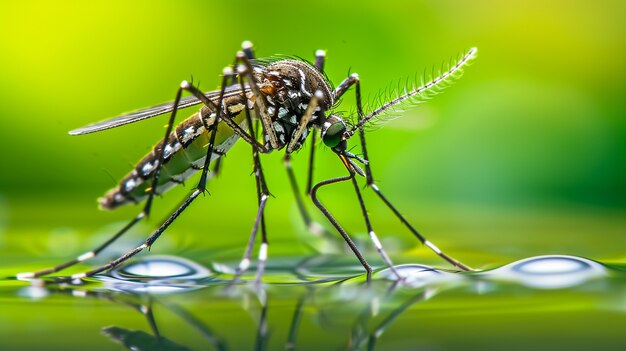 El mosquito de cerca en la naturaleza