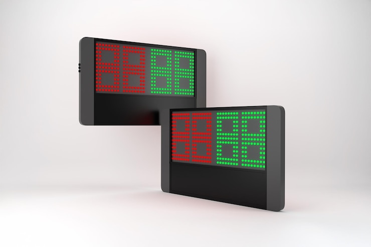 Foto gratuito mostradores digitales de tablero de puntuación led para deportes y competiciones