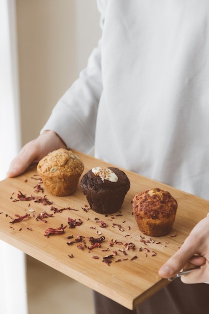 Muffins en tabla