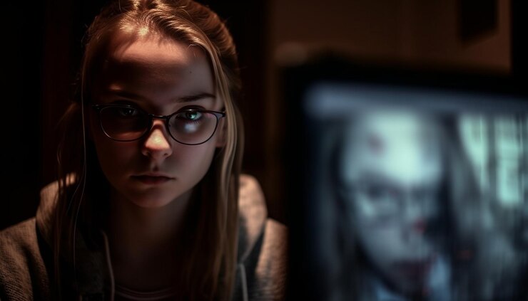 Foto gratuito mujer adulta joven dentro de la tristeza en el retrato generado por ai