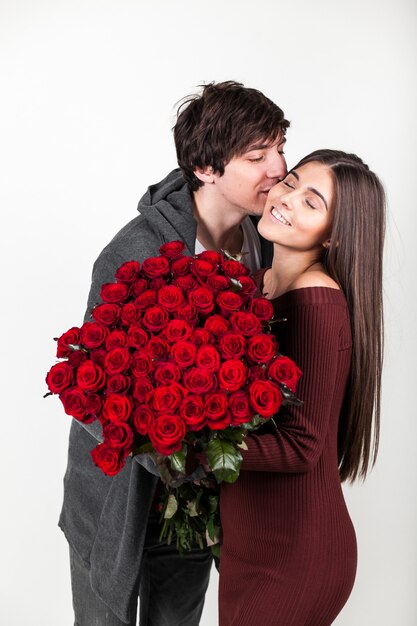 Mujer amor fondo san valentín rojo