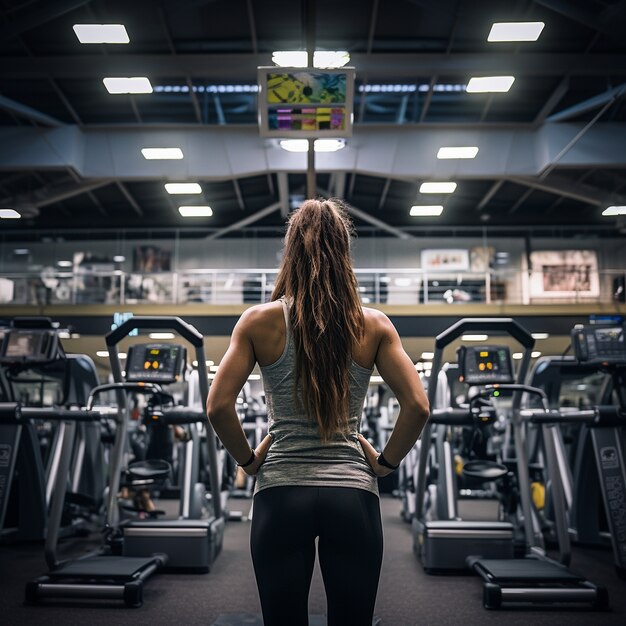 Mujer atlética haciendo ejercicio en el gimnasio para mantenerse en forma