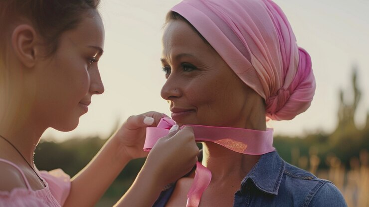 Foto gratuito mujer con cáncer de mama que recibe apoyo