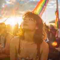 Foto gratuita mujer celebrando el día del orgullo