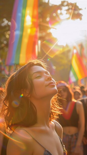 Mujer celebrando el día del orgullo