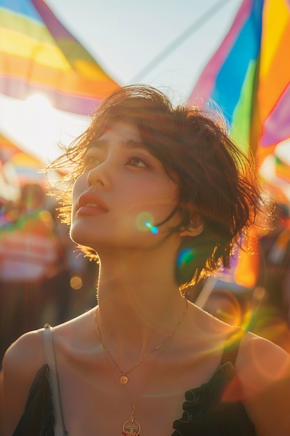 Mujer celebrando el día del orgullo