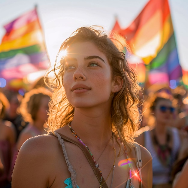 Foto gratuita mujer celebrando el día del orgullo