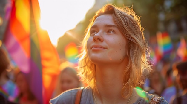 Mujer celebrando el día del orgullo