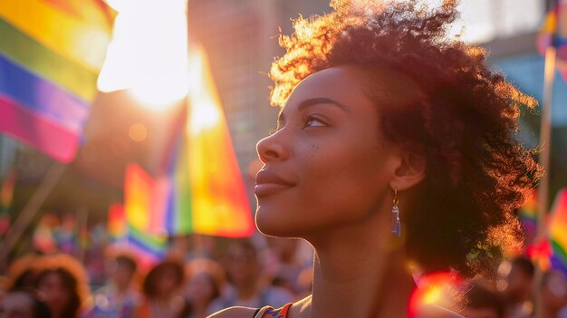 Foto gratuita mujer celebrando el día del orgullo