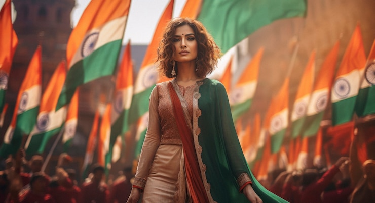 Foto gratuito mujer celebrando el día de la república de la india