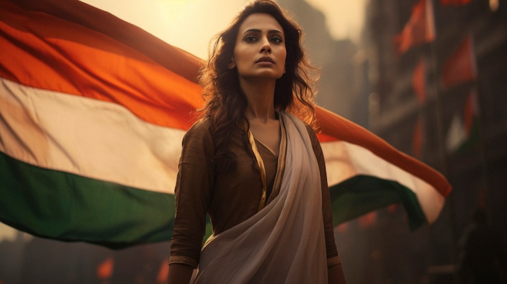 Foto gratuito mujer celebrando el día de la república de la india