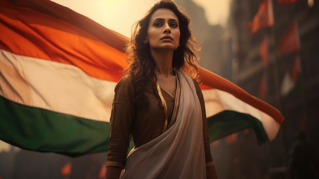 Mujer celebrando el día de la república india