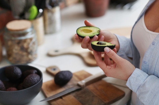 Mujer, en, cocina