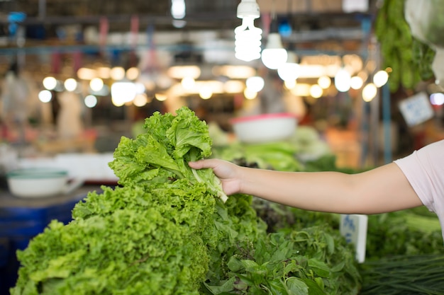 Foto gratuita mujer compra verduras orgánicas