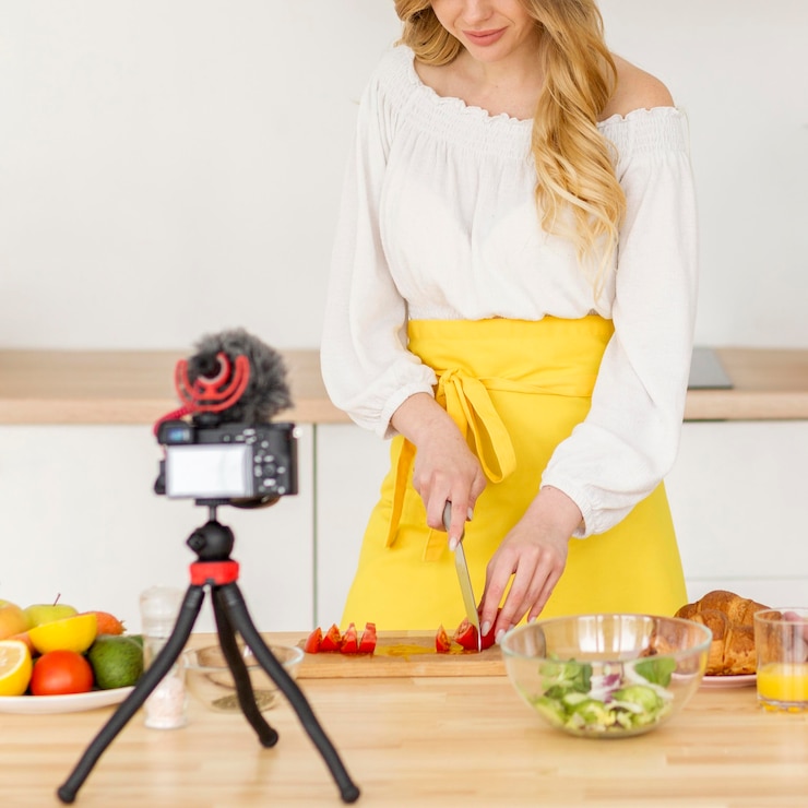 Foto gratuito mujer cortando vegetales en la cocina