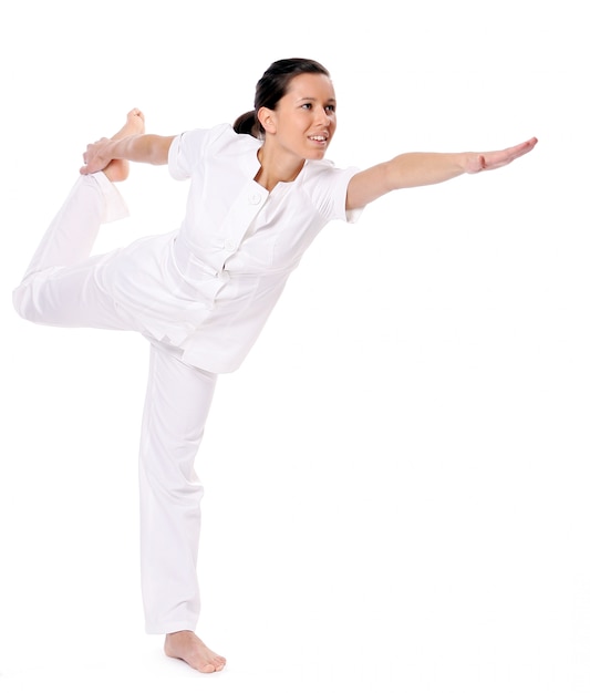 Mujer deporte haciendo ejercicio de yoga