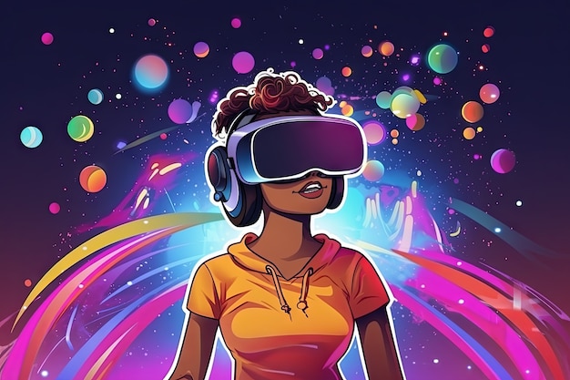 Foto gratuita mujer de dibujos animados con gafas vr