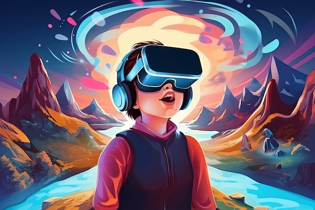 Foto gratuita mujer de dibujos animados con gafas vr