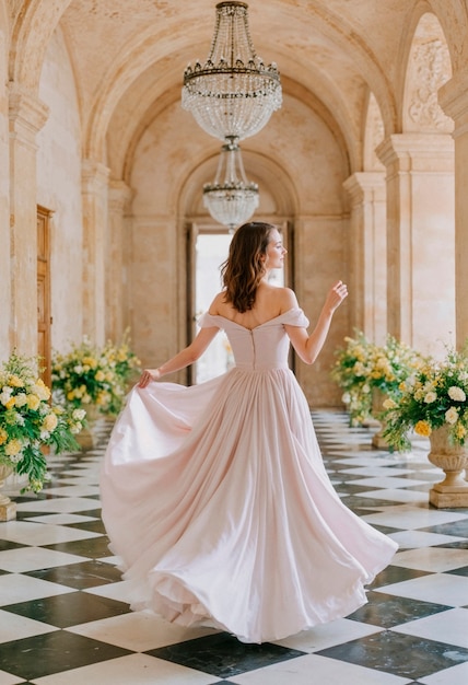 Una mujer elegante en un vestido impresionante