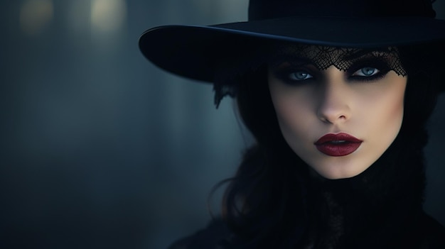 Foto gratuita una mujer en estilo gótico con labios oscuros