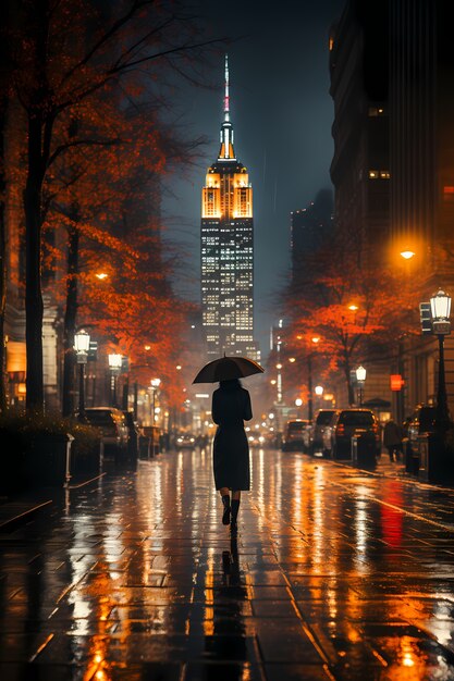 Mujer frente al edificio Empire State