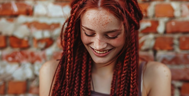 Mujer hermosa de ángulo alto con trenzas