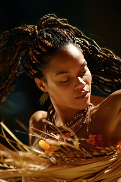 Una mujer hermosa con trenzas.