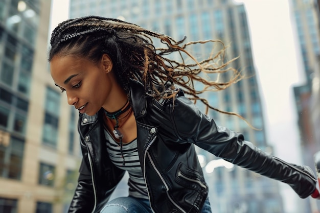 Una mujer hermosa con trenzas.