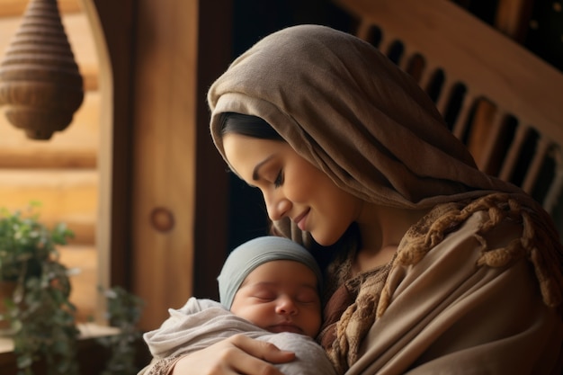 Foto gratuita mujer islámica de mediano calibre con un bebé