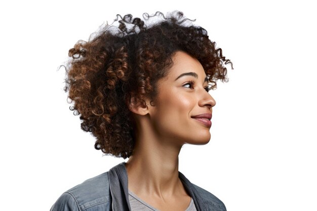 mujer joven afroamericana dudosa pensando o eligiendo concepto