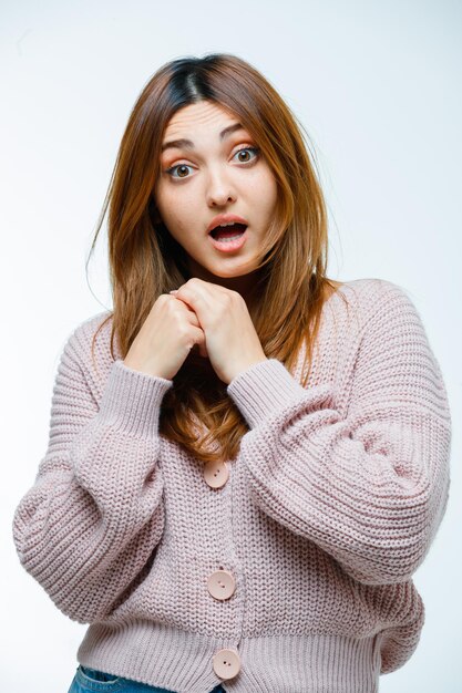 Mujer joven, mirar sorprendido