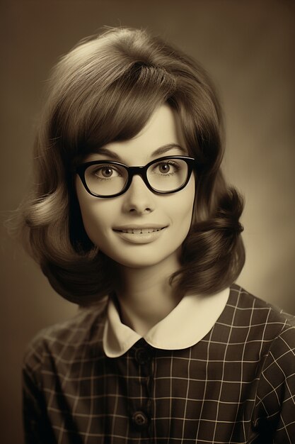 Mujer joven de tamaño medio posando en un retrato vintage