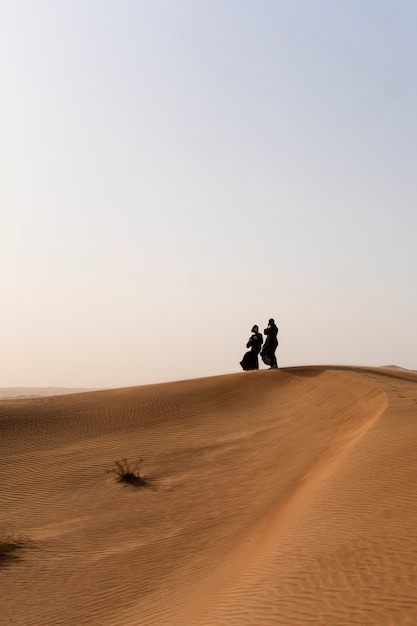 Mujer, llevando, hijab, en, el, desierto