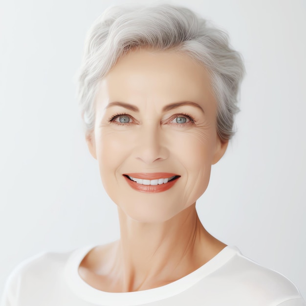 Foto gratuita mujer madura con cabello blanco imagen generada por ia