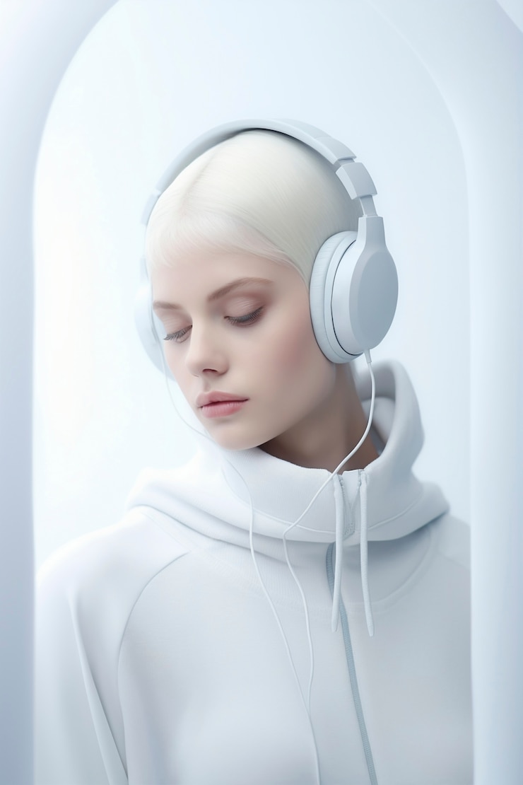 Foto gratuito mujer de mediana altura posando un retrato futurista
