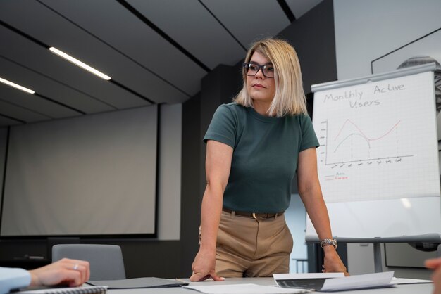 Mujer de negocios empoderada que trabaja en la ciudad