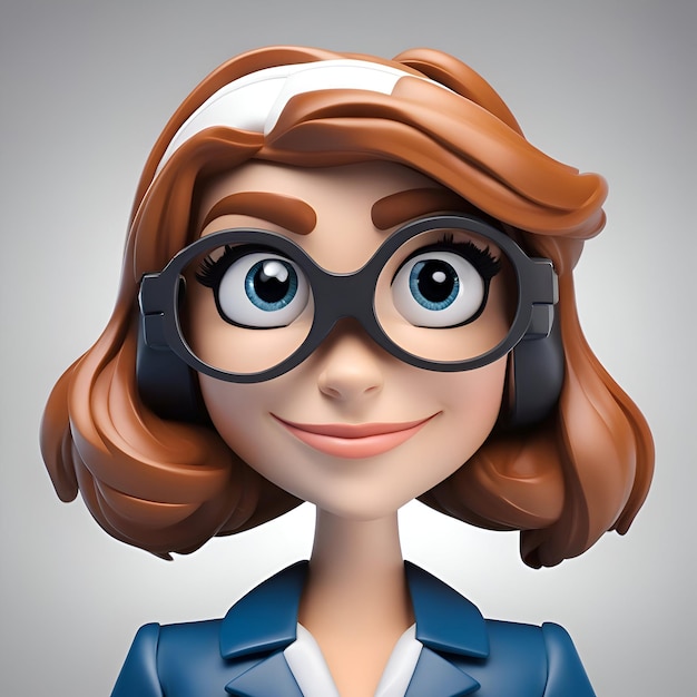 Foto gratuita mujer de negocios linda con auriculares renderizado en 3d dibujo digital por computadora