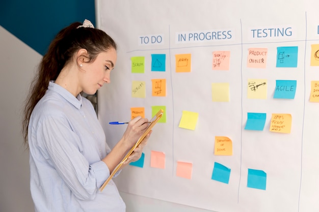 Mujer planeando método scrum