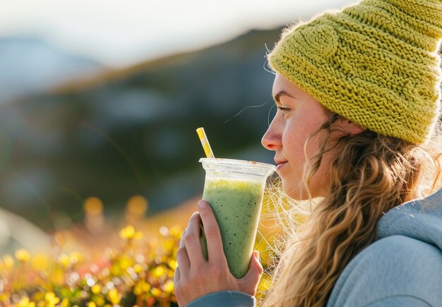 Mujer de plano medio que vive un estilo de vida saludable